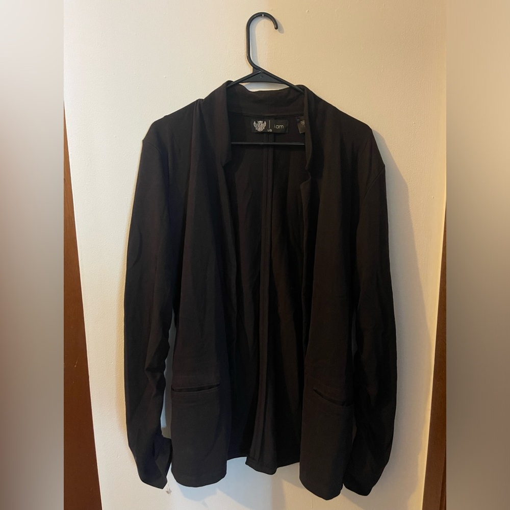 VTG i.am Open Front Cardigan Sweater with Pockets, Ruched Sleeves, Size Large